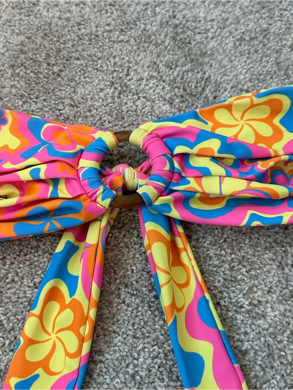 Kulani Kinis Floral Tie-Front Bikini in Pink, Yellow & Blue